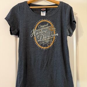Harley Davidson Womens T-shirt, studs, size Large